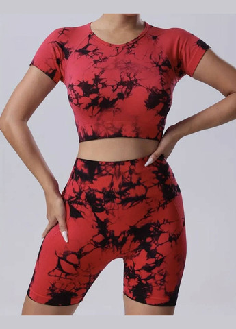 Комплект для фітнесу (спортивний костюм) тай-дай, шорти + топ No Brand (322120776)