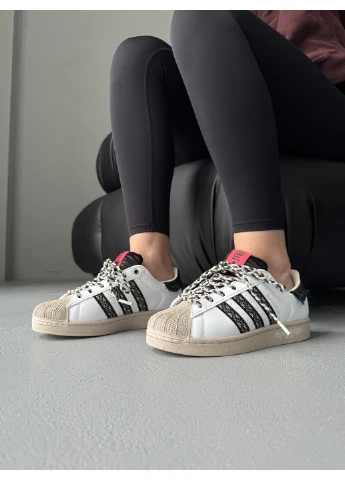 Кросівки жіночі adidas Superstar II Fringe White Beige Black | Адідас Суперстар II білі демісезони (376264006)