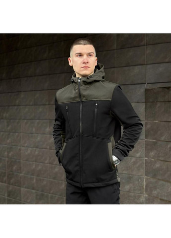 Чорна демісезонна чоловіча водонепроникна куртка softshell весна/осінь чорна No Brand