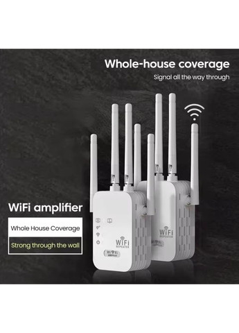 Беспроводной Wi-Fi усилитель-повторитель (репитер) сигнала 300 Мбит/с, 2.4 ГГц, с удлинением радиуса действия No Brand (365779845)