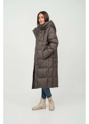 Сіро-бежева зимня зимове пальто жіноче plus size deify Snow Owl