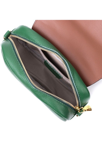 Шкіряна сумка жіноча в красивому кольорі і з фігурним клапаном 22430 Зелена Vintage (298920887)