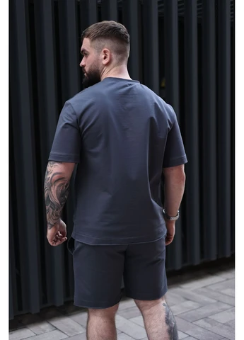 Графитовая мужская футболка oversize breeze / бриз оверсайз базовая из двунитки с коротким рукавом No Brand