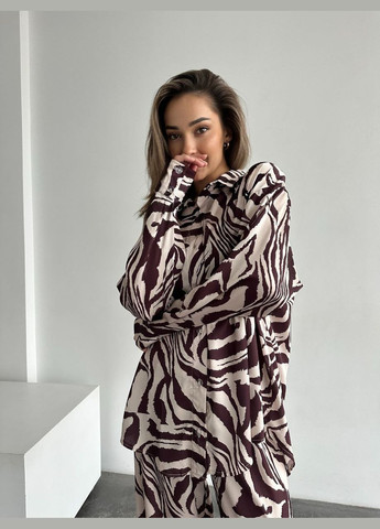 Стильный принтованный костюм двойка из итальянского шёлка в размере 42-48, качественный вечерний костюм 2-ка No Brand 400 (289720381)