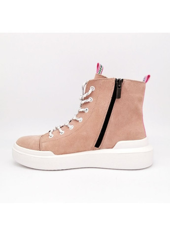 Осенние ботинки розовые из натуральной замши. хайкеры Crisma из натуральной замши