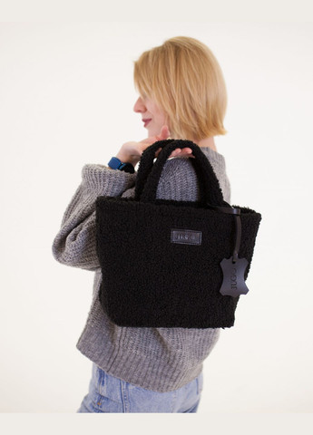 Жіноча хутряна сумка-шопер Rami mod 2 чорного кольору штучне хутро та екошкіра JUGO rami 2 (289869512)