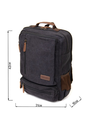 Рюкзак текстильный дорожный унисекс на два отделения 20611 Черный Vintage (331910879)