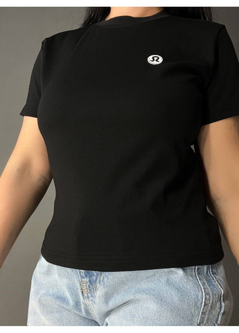 Футболка женская A-N 26048 базовая средняя длина классическая вышивка омега No Brand - (331328996)