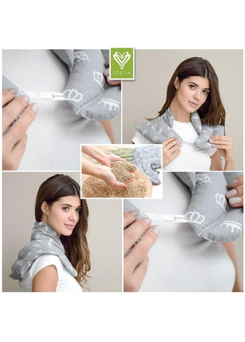 Грілка подушка для шиї 44x46x24 см з пшеничним зерном, тканина бавовна, натуральна, органічна, Пудровий IDEIA (334726667)