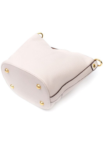 Компактная женская сумка с автономной косметичкой внутри из натуральной кожи 22365 Белая Vintage (331906743)