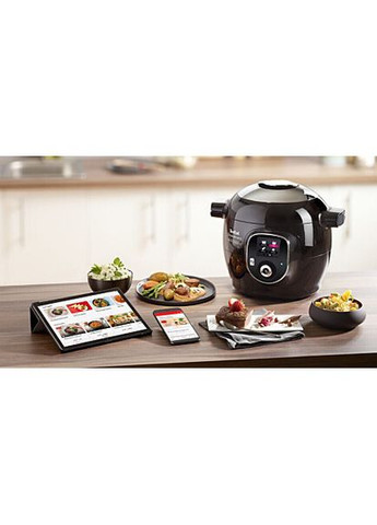 Мультиварка-скороварка Cook4me+ Connect, 1600Вт, чаша-6л, электронное управл., пластик, Tefal (344558121)