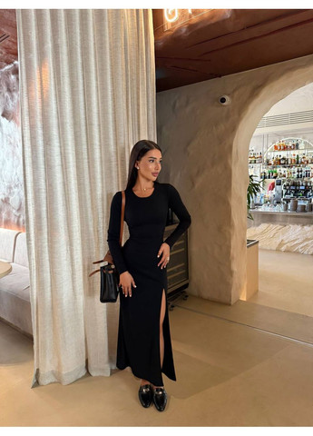 Чорна вечірня сукня з корсетними зав’язками — (заміри в описі) Vione однотонна