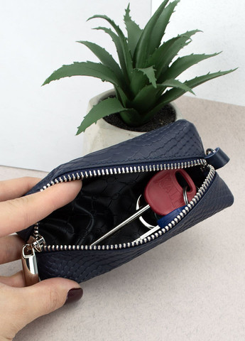 Подарунковий жіночий набір №88: косметичка + обкладинка на паспорт + ключниця (синій пітон) HandyCover (282724922)