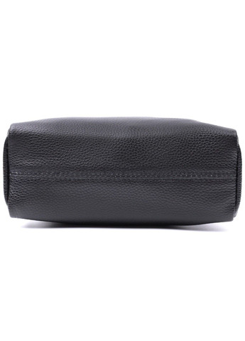 Практичная женская кожаная сумка из стильным бегунком 22654 Черная Vintage (297983203)