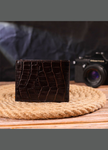 Небольшой мужской портмоне из натуральной фактурной кожи 21522 Коричневый Canpellini (331911126)