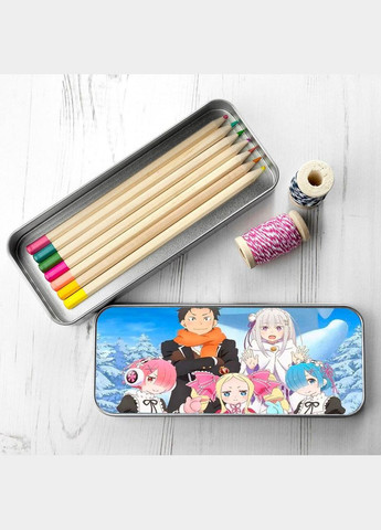 Органайзер для канцелярського приладдя металевий, кейс для дрібниць Аніме Життя з нуля в іншому світі #001 7*18 см Silver No Brand (309153512)