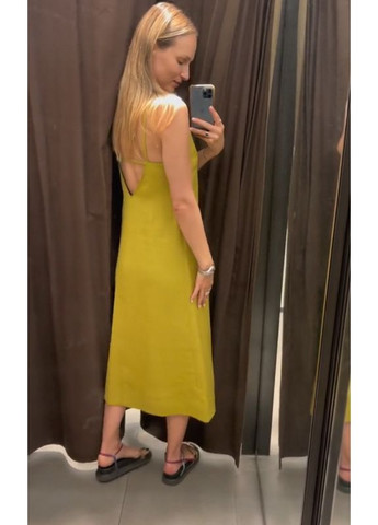 Желтое платье zw collection на основе льна Zara