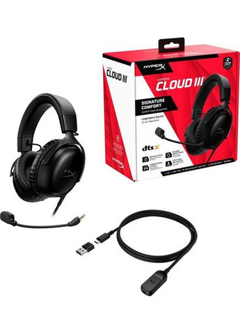 Навушники Cloud III Black ігрові проводні з мікрофоном, 53мм драйвери, DTS Headphone:X, пам'ять форми, чорний HyperX (360713915)