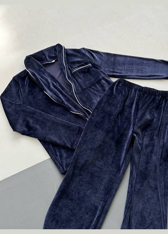 Синя жіноча піжама двійка плюш велюр колір синій р.46/48 452621 New Trend