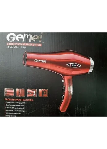 Фен для сушки укладки волос Gm-1770 2200 Вт электрофен красный Gemei (297331126)