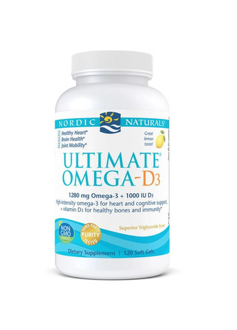 Жирные кислоты Ultimate Omega-D3, 120 капсул Nordic Naturals (341321273)