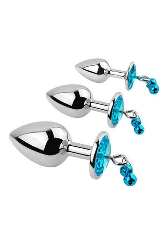 Металлическая анальная пробка с колокольчиками - Бирюзовый - 3,4*8,2 см - Анальные игрушки - (372733842)