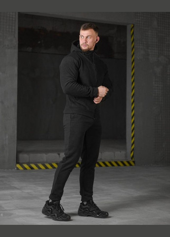 Мужской зимний спортивный костюм на флисе черный No Brand (314856647)