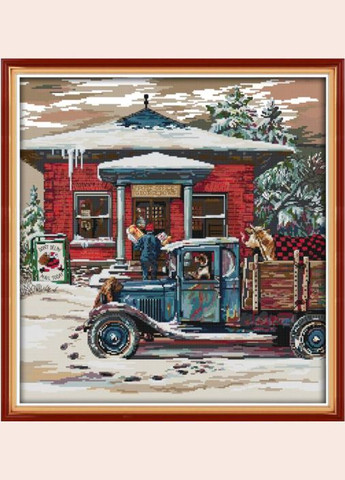 Набір для вишивання хрестиком за нанесеною на канву схемою "Christmas Post Office". AIDA 14CT printed, 49*51 см Joy Sunday (313614527)