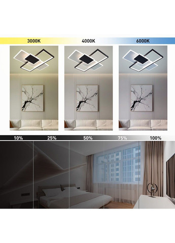 Смарт люстра управляемая светодиодная LAMPARAS 3L 90 Вт 500x500x61 мм Черно-белая ESLLSE (365446802)