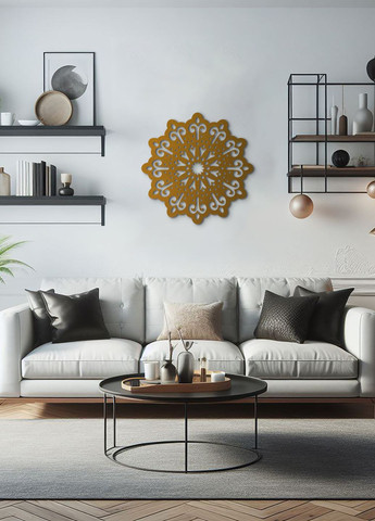 Деревянный декор для дома, интерьерная картина на стену "Цветочная мандала", декоративное панно 70х70 см Woodyard (291412137)