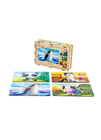 Детский деревянный пазл Животные 4 в 1 Puz-10369, 80 элементов PuzzleOK (396879795)