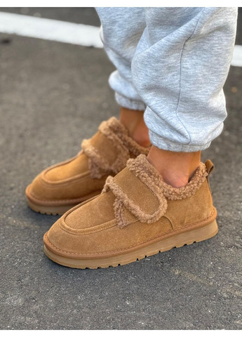 Зимние зимние женские ботинки на липучках натуральная замша теплые на меху комфортные мокасины рыжие No Brand