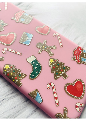 Матовий рожевий чохол на Xiaomi Redmi Note 8 Pro Різдвяний фон (новорічний принт 181) Creative (362970858)