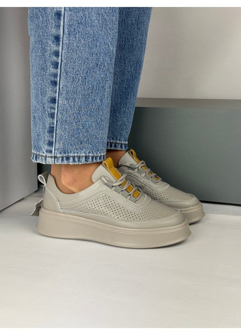 352 Кросовки Кожаные Серые с перфорацией Hengji серые лето (335009325)