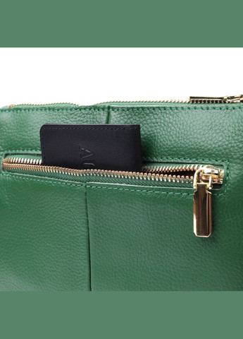 Оригінальна жіноча сумка-клатч із двома ременями з натуральної шкіри 22647 Зелена Vintage (298921106)