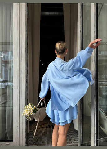 Жіночий костюм сорочка оверсайз + подвійні шорти Style Point (333655905)