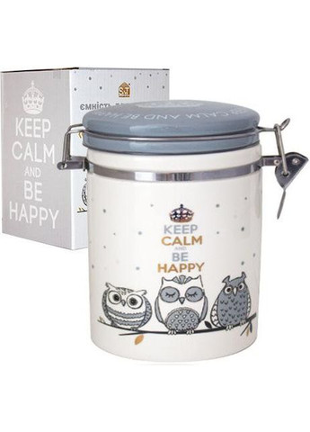 Керамічна банка Be Happy Совушки 700мл з кришкою для зберігання продуктів біла кераміка контейнер для сипучих S&T (368988923)