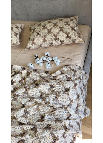 Постельное бельё с резинкой Серпанок беж, ранфорс гофре (жатка) Полуторный размер, наволочки 50/70 No Brand (364219685)