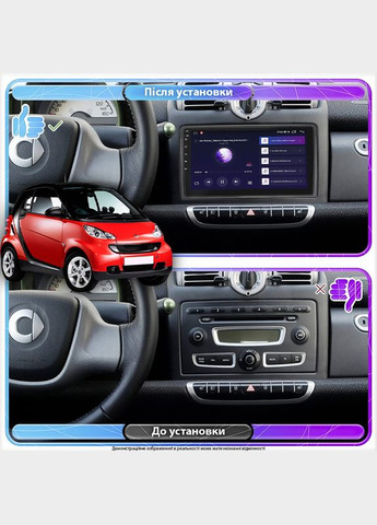 Штатная магнитола для Smart Fortwo 451 2007-2010 экран 9" 4/64Gb CarPlay 4G Wi-Fi GPS Prime Смарт 5шт Lesko (336194550)