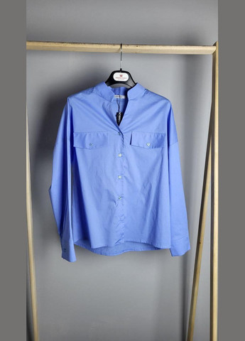 Блакитна сорочка жіноча базова коттонова блакитна mkad7549-1 Modna KAZKA