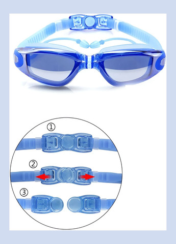 Окуляри силіконові для плавання з берушами Anti Fog UV Blue No Brand (331891159)