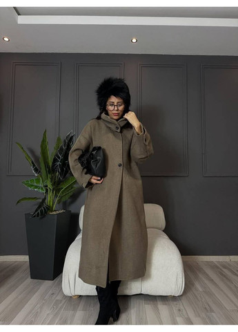 Кавове демісезонне Пальто з кашеміру No Brand