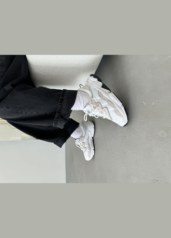 Білі Осінні кросівки чоловічі і жіночі adidas ozweego white beige | адідас озвіго білі бежеві No Brand