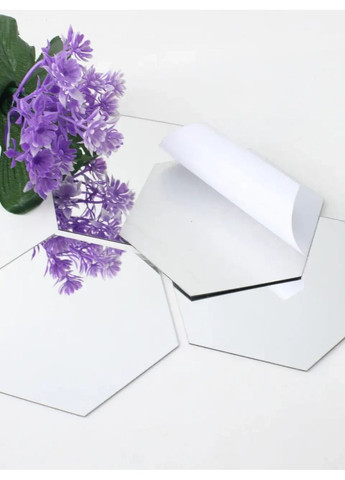 Інтер'єрні наклейки дзеркальні акрилові настінні Соти-127 12.7х11 см 12 шт. Срібло Ваша Світлість (366334602)