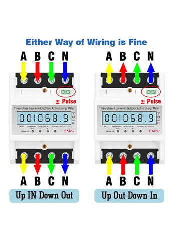 Лічильник електроенергії 230/380В 3 фазний 100А на DIN рейку з підсвічуванням EARU EA771 Yu Xin (341724414)