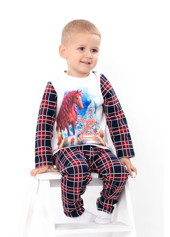 Бузкова зимня піжама дитяча "family look" (кофта та штани) з новорічним принтом (p-12643) Носи своє