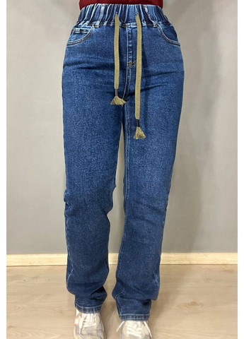 Джинси жіночі 8023 MOM STRAIGHT jeans comfort рівні стрейчеві талія на резинці шнурок сині Vanver - (323886747)