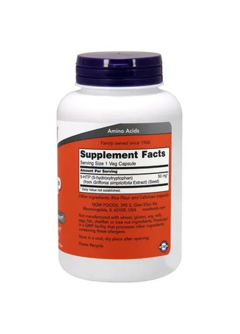 5HTP 5-Гидрокситриптофан 50 мг,, 90 капсул Now Foods (299899391)