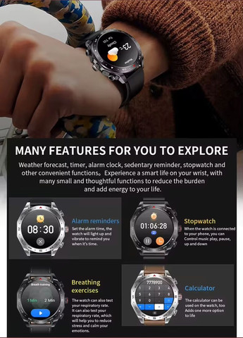 Смарт-годинник 2 в 1 T95, Black 1,52-дюймовий IPS-екран з підтримкою Bluetooth-гарнітури VHG (361111433)