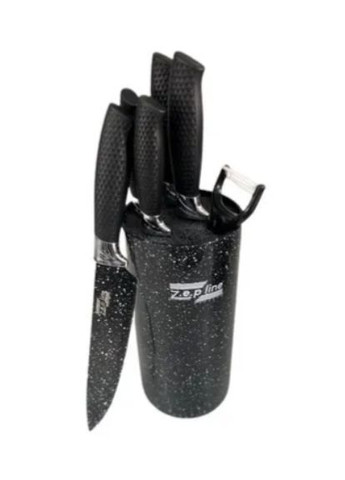 Набор ножей для кухни с подставкой ZP-046 кухонные ножи и подставки Zepline чёрные,